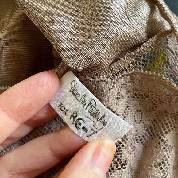 Vintage 1970s Diane Vin Furstenberg Mauve Lace Boho Slip XS romantic - Picture 7 of 10